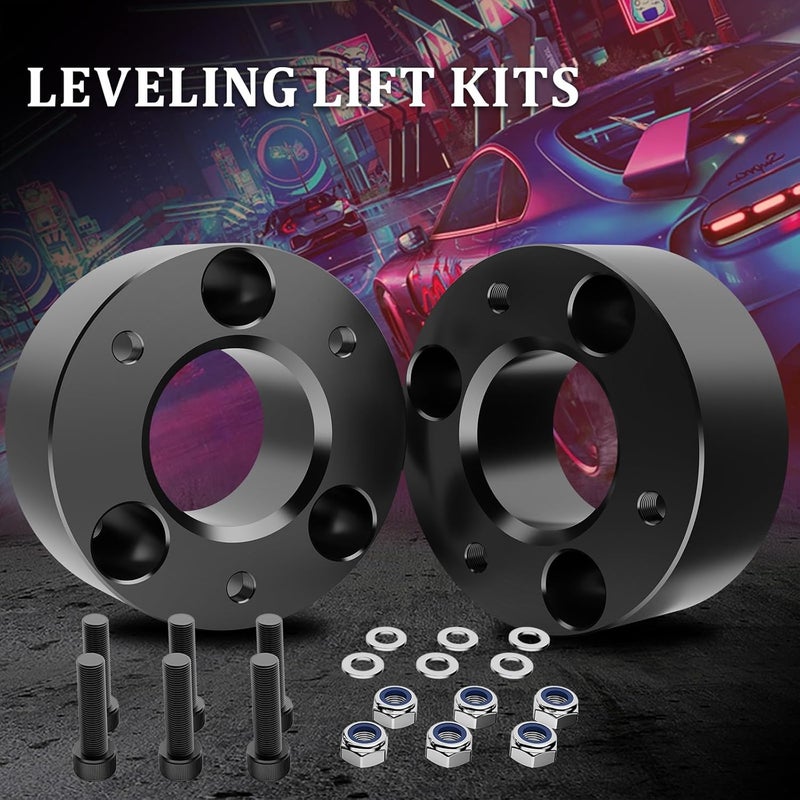 Lifronkit 3" Ram 1500 Leveling Lift Kit, 3in Front Suspension Lift Kit Forged Strut Spacers for 2006-2024 Dodge Ram 1500 4WD, Dakota 2WD/4WD 2005-2007&2009-2011, CNC Machine Black Anodized - Image 2